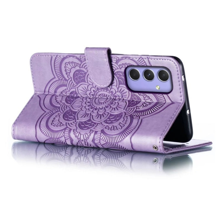 For Samsung Galaxy A55 5G Sun Mandala Embossing Pattern Phone Leather Case