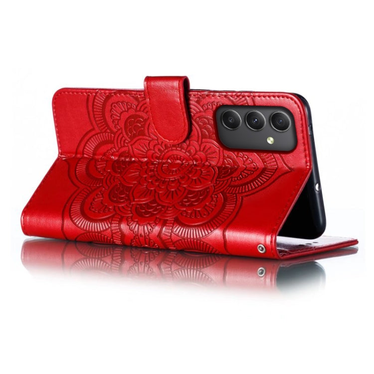 For Samsung Galaxy A35 5G Sun Mandala Embossing Pattern Phone Leather Case