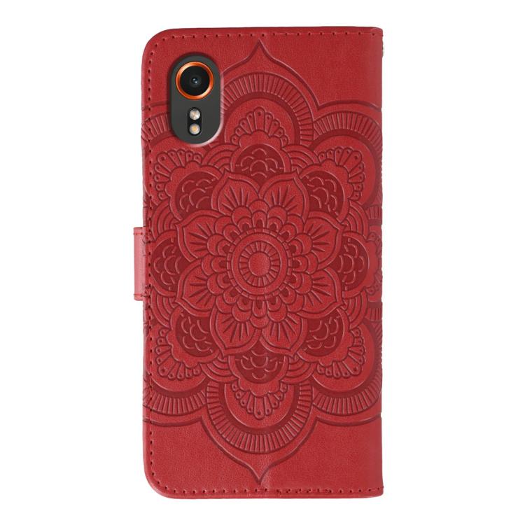 For Samsung Galaxy Xcover 7 Sun Mandala Embossing Pattern Phone Leather Case