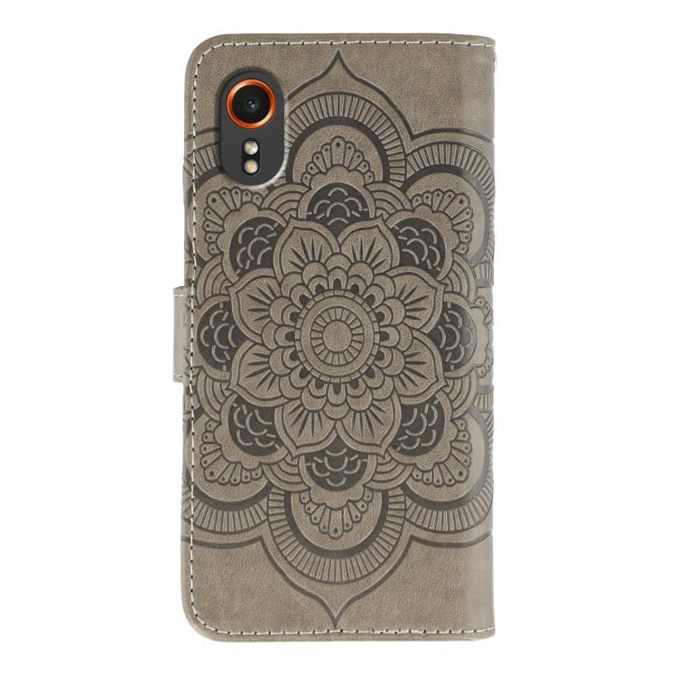 For Samsung Galaxy Xcover 7 Sun Mandala Embossing Pattern Phone Leather Case