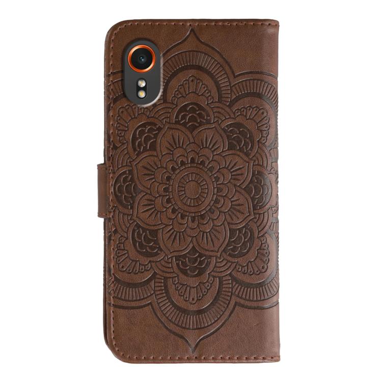 For Samsung Galaxy Xcover 7 Sun Mandala Embossing Pattern Phone Leather Case