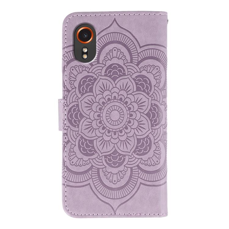 For Samsung Galaxy Xcover 7 Sun Mandala Embossing Pattern Phone Leather Case