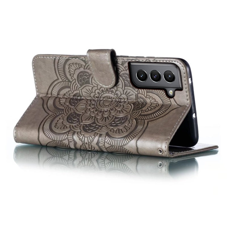 For Samsung Galaxy S21 5G Sun Mandala Embossing Pattern Phone Leather Case