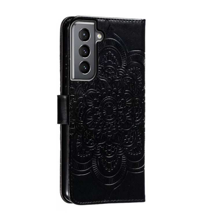 For Samsung Galaxy S21 5G Sun Mandala Embossing Pattern Phone Leather Case