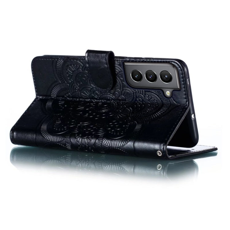 For Samsung Galaxy S21 5G Sun Mandala Embossing Pattern Phone Leather Case