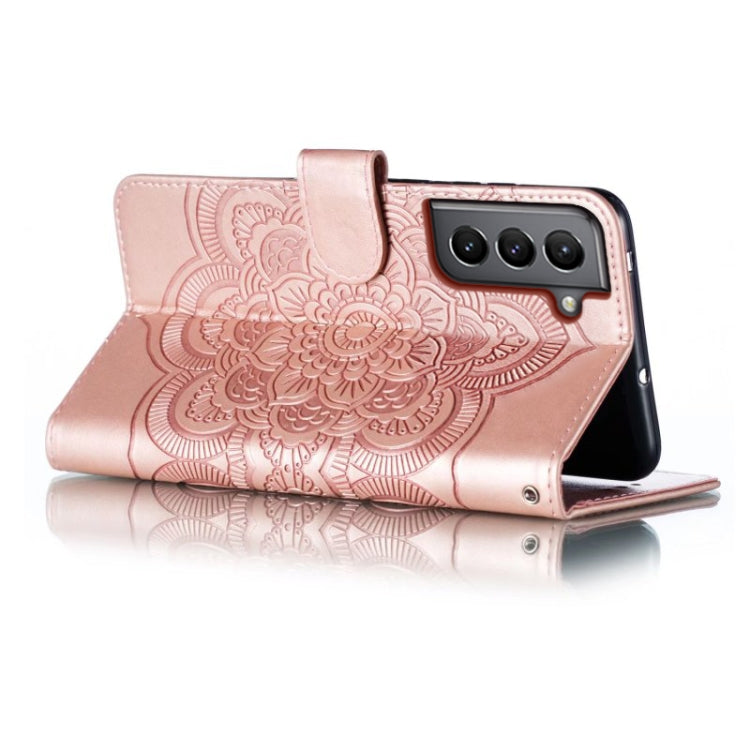 For Samsung Galaxy S21 5G Sun Mandala Embossing Pattern Phone Leather Case
