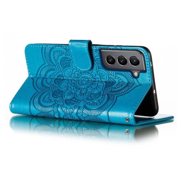 For Samsung Galaxy S21 5G Sun Mandala Embossing Pattern Phone Leather Case
