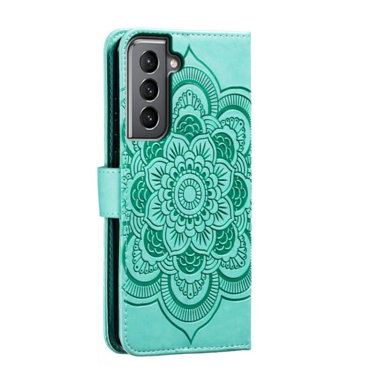 For Samsung Galaxy S21 5G Sun Mandala Embossing Pattern Phone Leather Case