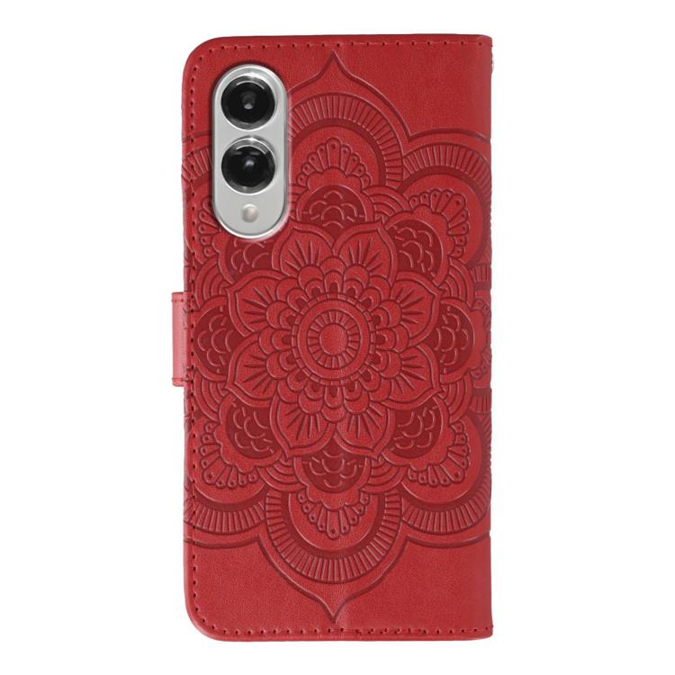 For Samsung Galaxy S25 Edge 5G Sun Mandala Embossing Pattern Phone Leather Case