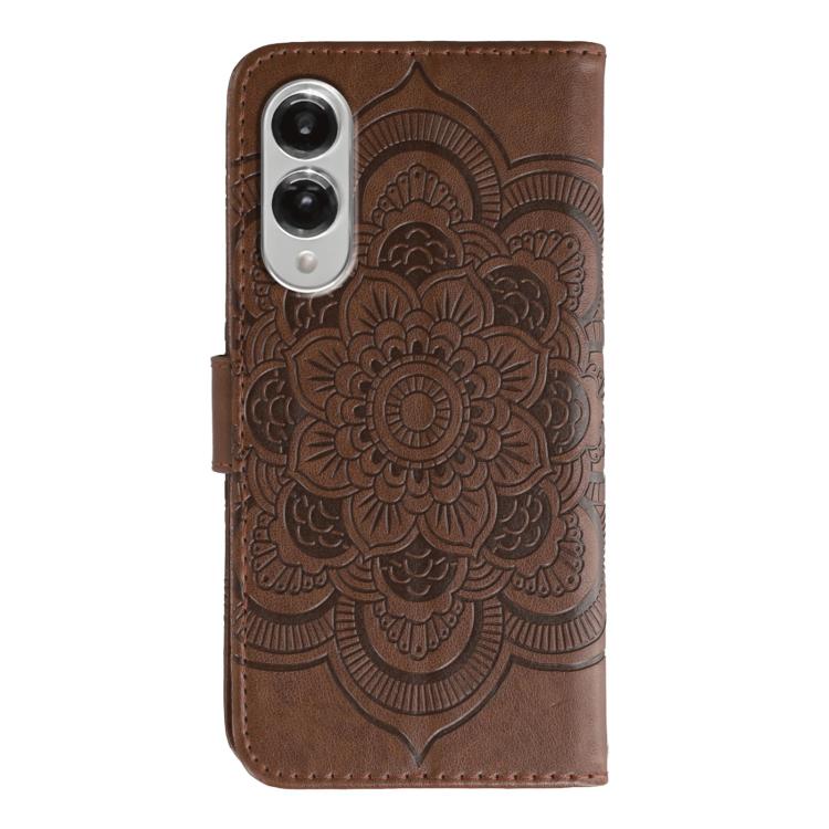 For Samsung Galaxy S25 Edge 5G Sun Mandala Embossing Pattern Phone Leather Case