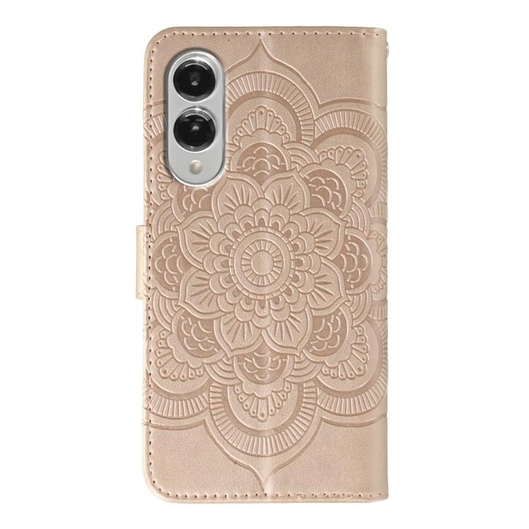 For Samsung Galaxy S25 Edge 5G Sun Mandala Embossing Pattern Phone Leather Case
