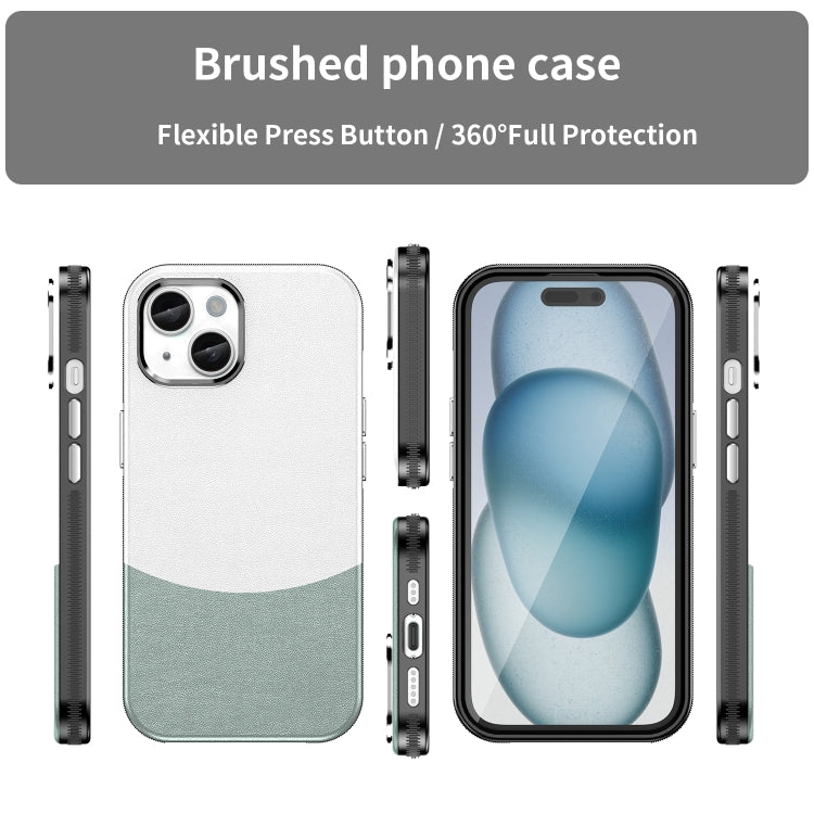 For iPhone 15 Leather Texture MagSafe Magnetic TPU + PC Phone Case