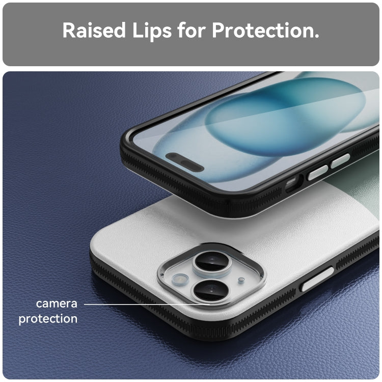 For iPhone 15 Leather Texture MagSafe Magnetic TPU + PC Phone Case