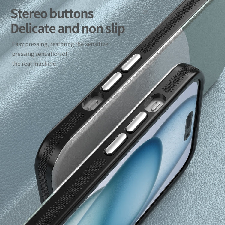 For iPhone 15 Leather Texture MagSafe Magnetic TPU + PC Phone Case
