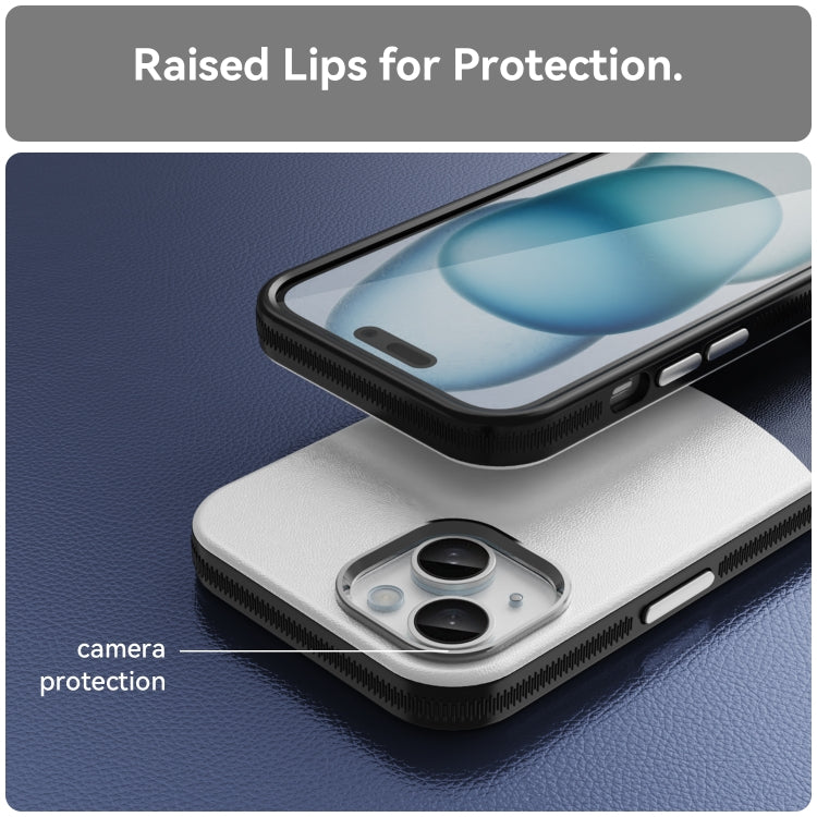 For iPhone 15 Leather Texture MagSafe Magnetic TPU + PC Phone Case