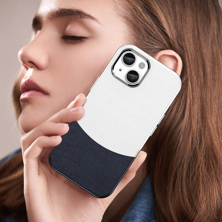 For iPhone 15 Leather Texture MagSafe Magnetic TPU + PC Phone Case