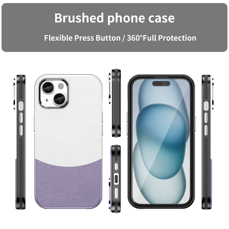 For iPhone 15 Leather Texture MagSafe Magnetic TPU + PC Phone Case