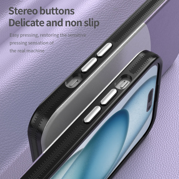 For iPhone 15 Leather Texture MagSafe Magnetic TPU + PC Phone Case