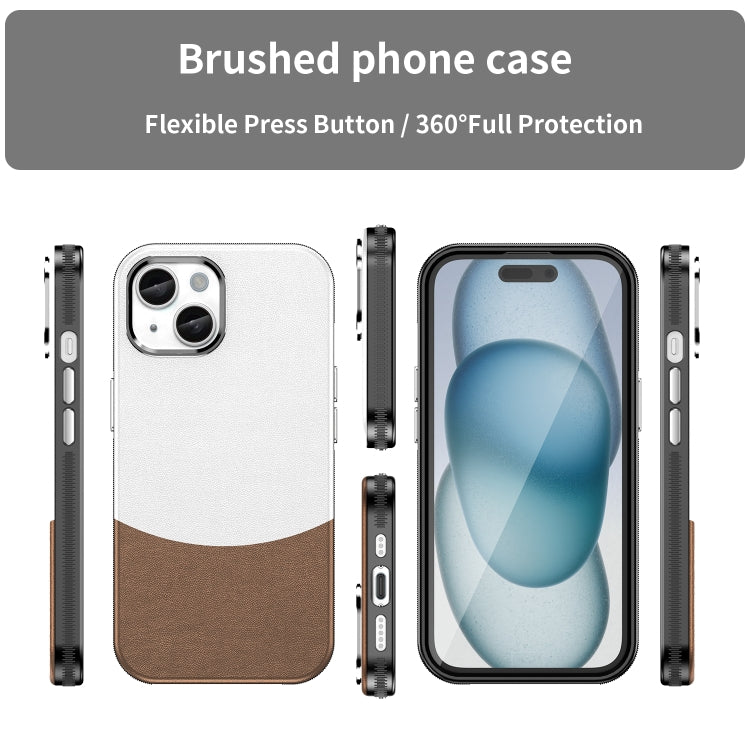For iPhone 15 Leather Texture MagSafe Magnetic TPU + PC Phone Case