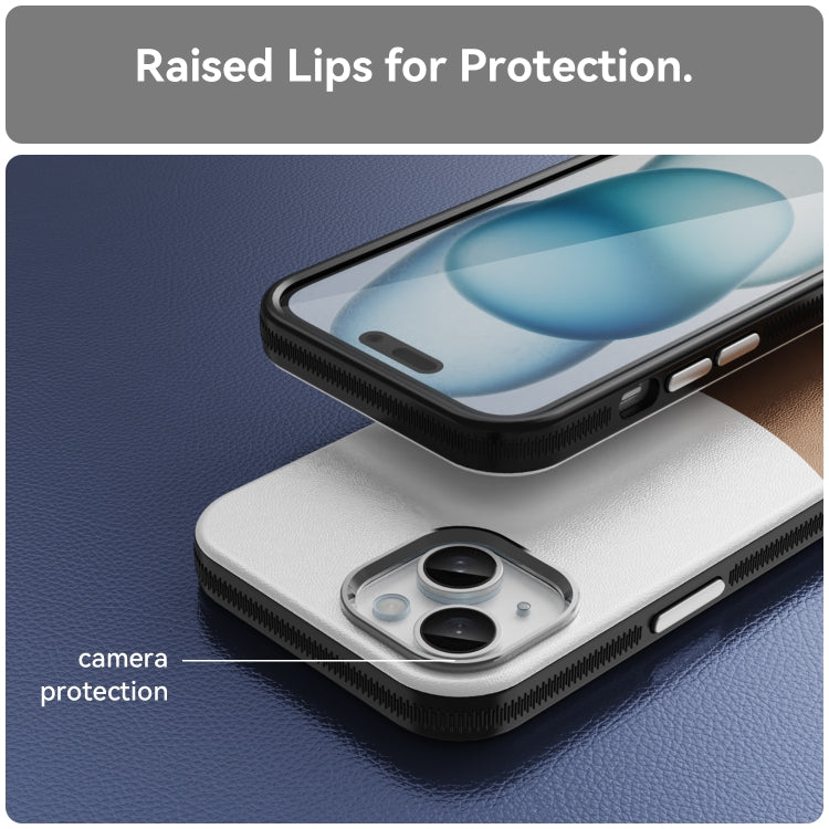 For iPhone 15 Leather Texture MagSafe Magnetic TPU + PC Phone Case