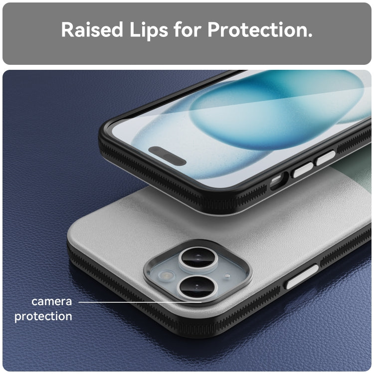 For iPhone 15 Plus Leather Texture MagSafe Magnetic TPU + PC Phone Case