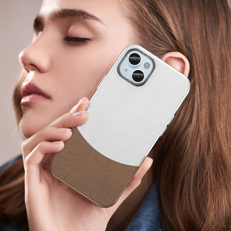 For iPhone 15 Plus Leather Texture MagSafe Magnetic TPU + PC Phone Case