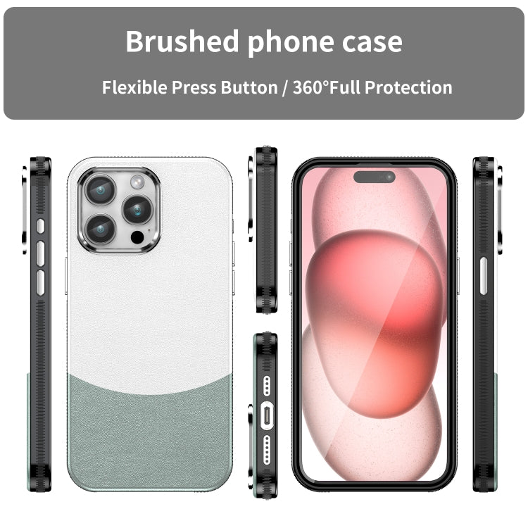 For iPhone 15 Pro Max Leather Texture MagSafe Magnetic TPU + PC Phone Case