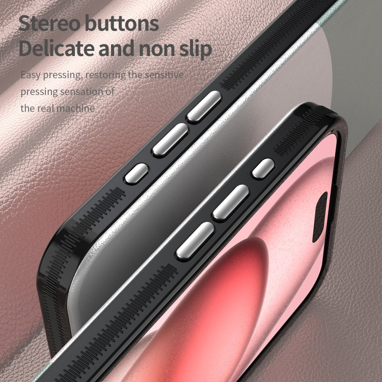 For iPhone 15 Pro Max Leather Texture MagSafe Magnetic TPU + PC Phone Case
