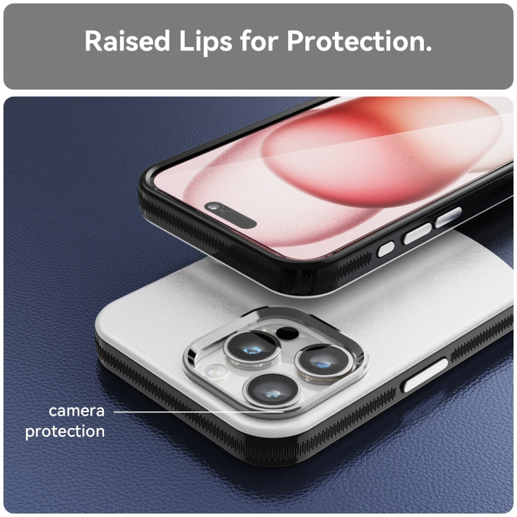 For iPhone 15 Pro Max Leather Texture MagSafe Magnetic TPU + PC Phone Case