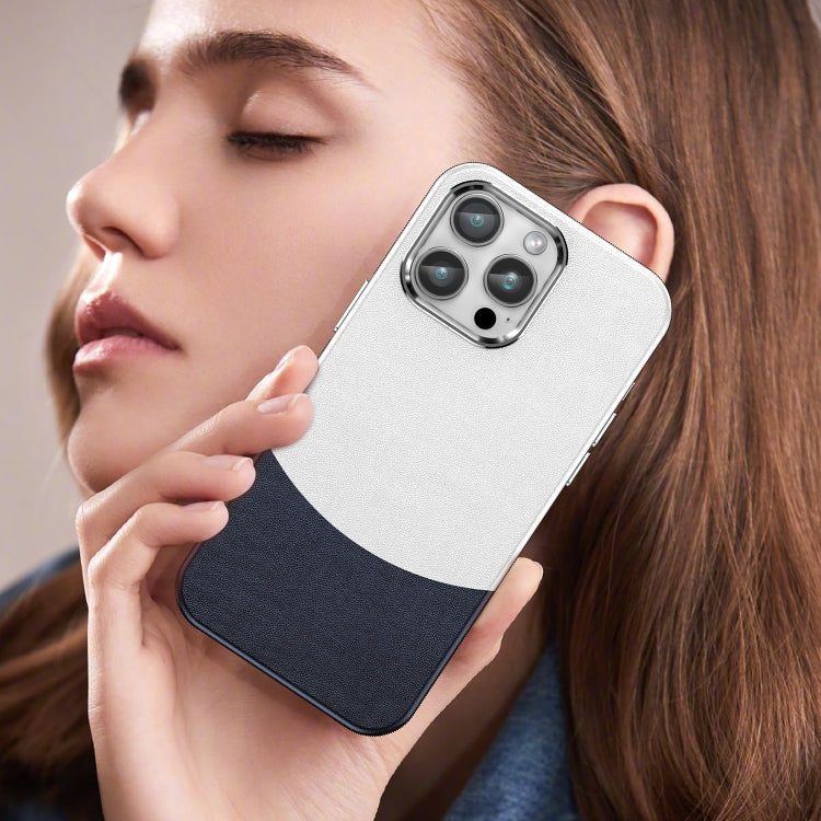 For iPhone 15 Pro Max Leather Texture MagSafe Magnetic TPU + PC Phone Case