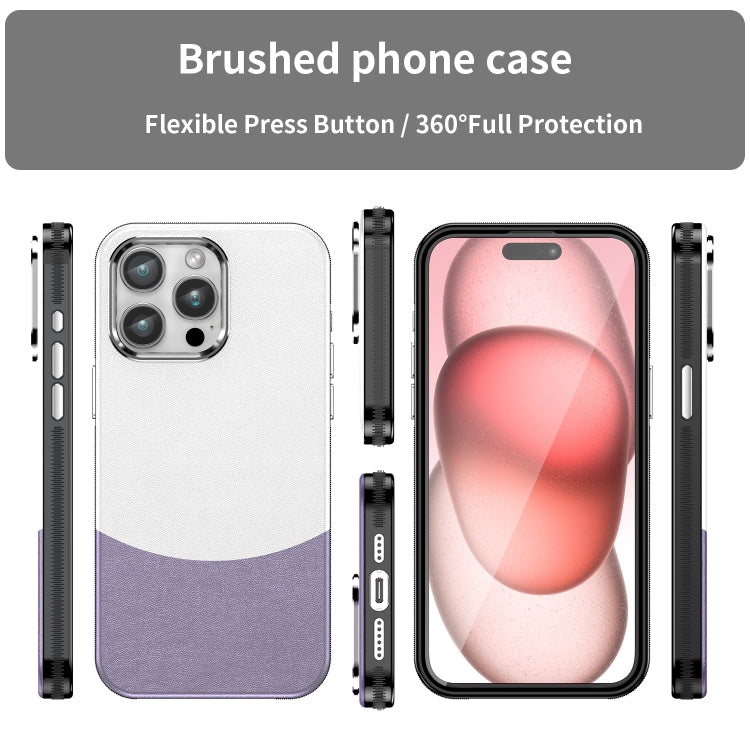 For iPhone 15 Pro Max Leather Texture MagSafe Magnetic TPU + PC Phone Case