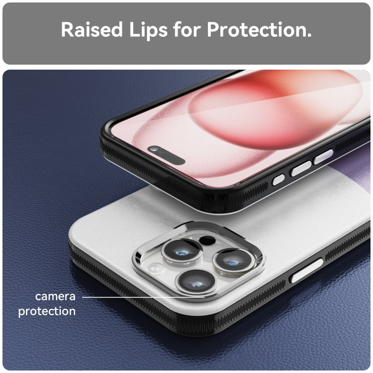 For iPhone 15 Pro Max Leather Texture MagSafe Magnetic TPU + PC Phone Case