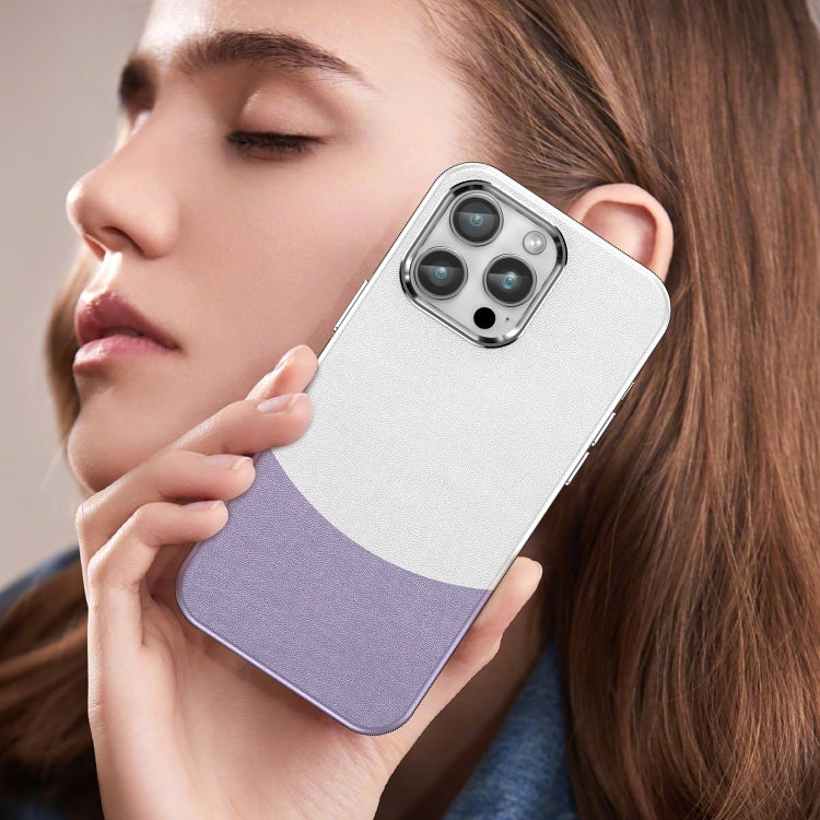 For iPhone 15 Pro Max Leather Texture MagSafe Magnetic TPU + PC Phone Case