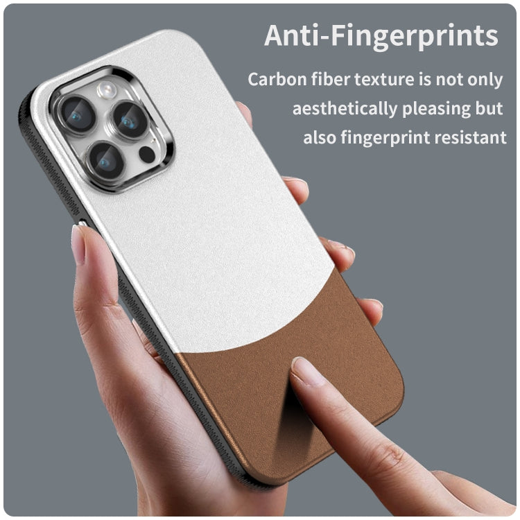 For iPhone 15 Pro Max Leather Texture MagSafe Magnetic TPU + PC Phone Case