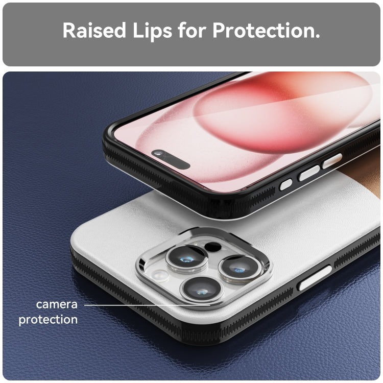 For iPhone 15 Pro Max Leather Texture MagSafe Magnetic TPU + PC Phone Case