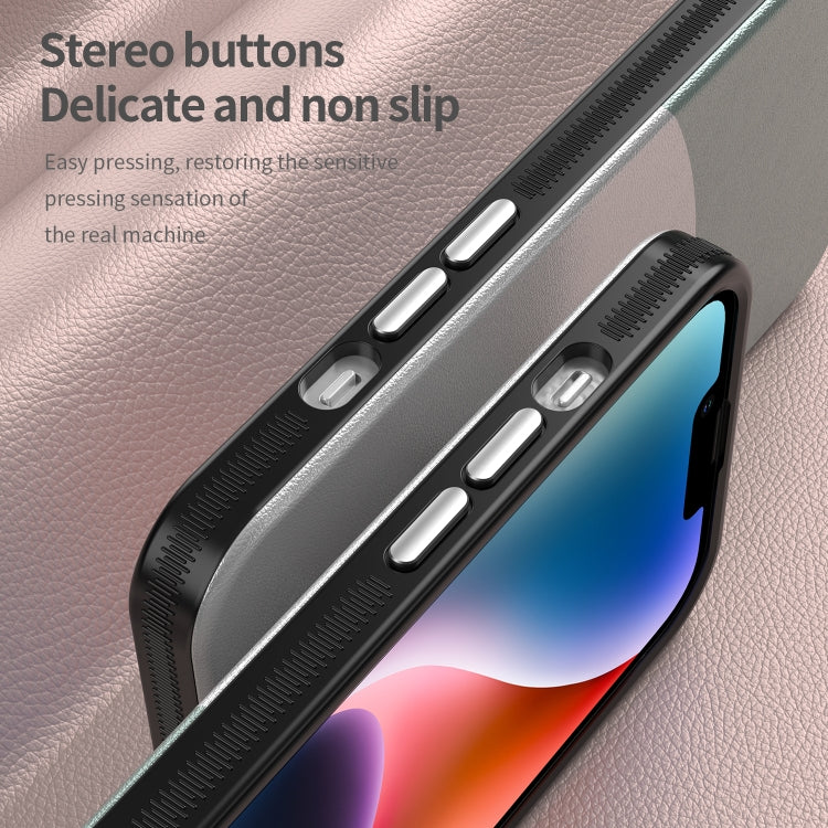 For iPhone 14 Leather Texture MagSafe Magnetic TPU + PC Phone Case