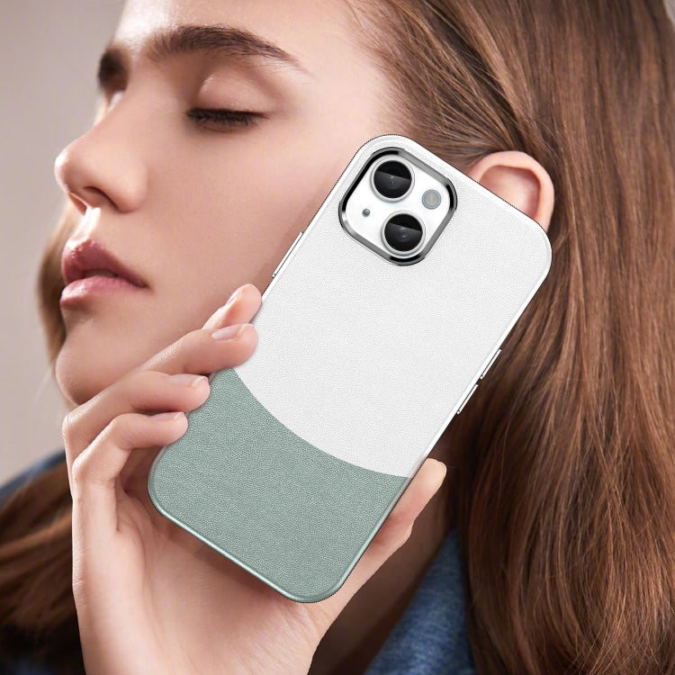 For iPhone 14 Leather Texture MagSafe Magnetic TPU + PC Phone Case