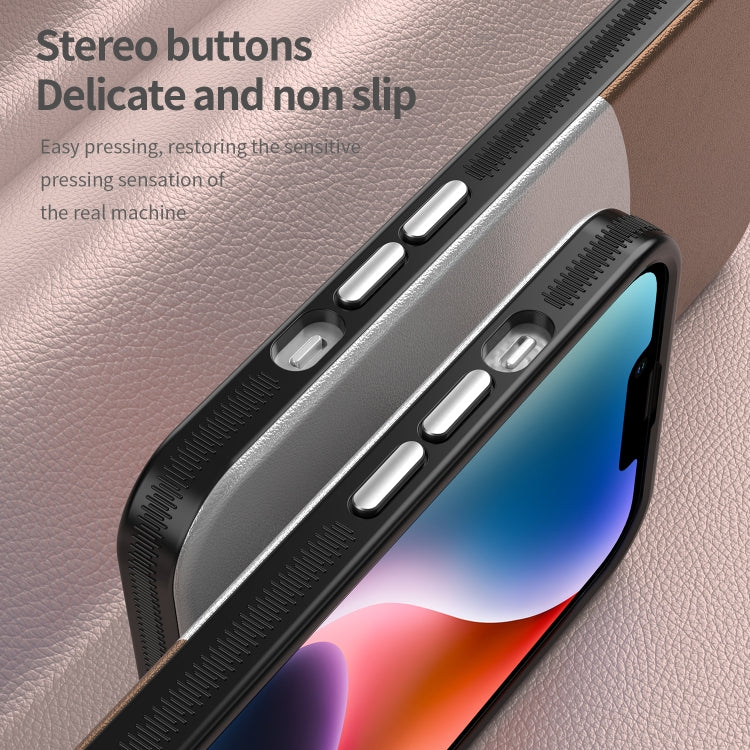 For iPhone 14 Leather Texture MagSafe Magnetic TPU + PC Phone Case