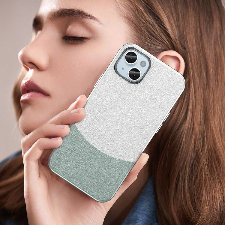 For iPhone 14 Plus Leather Texture MagSafe Magnetic TPU + PC Phone Case