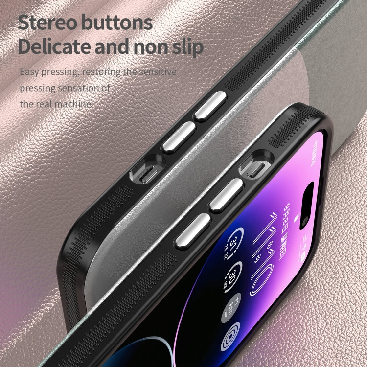 For iPhone 14 Pro Leather Texture MagSafe Magnetic TPU + PC Phone Case