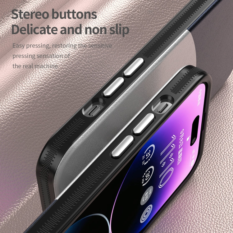 For iPhone 14 Pro Leather Texture MagSafe Magnetic TPU + PC Phone Case