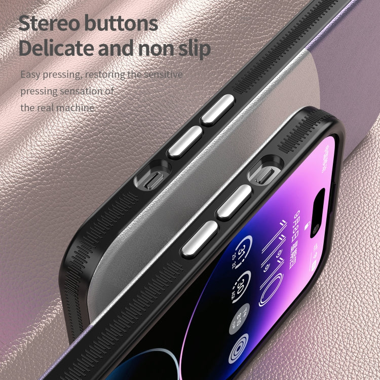 For iPhone 14 Pro Leather Texture MagSafe Magnetic TPU + PC Phone Case