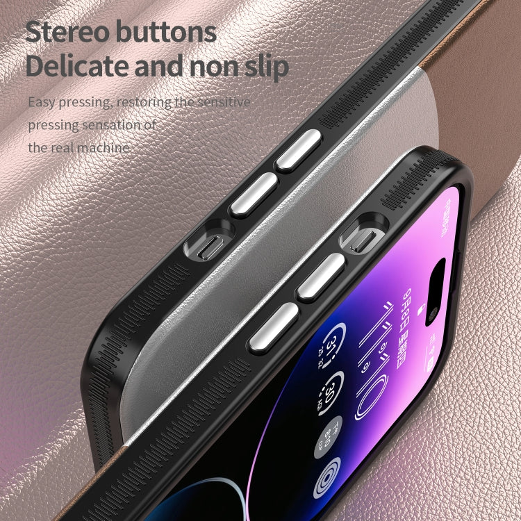 For iPhone 14 Pro Leather Texture MagSafe Magnetic TPU + PC Phone Case