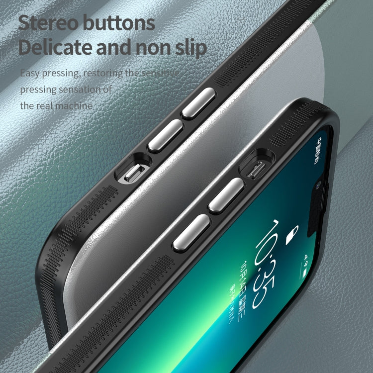 For iPhone 13 Pro Max Leather Texture MagSafe Magnetic TPU + PC Phone Case