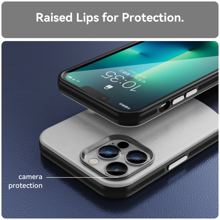 For iPhone 13 Pro Max Leather Texture MagSafe Magnetic TPU + PC Phone Case