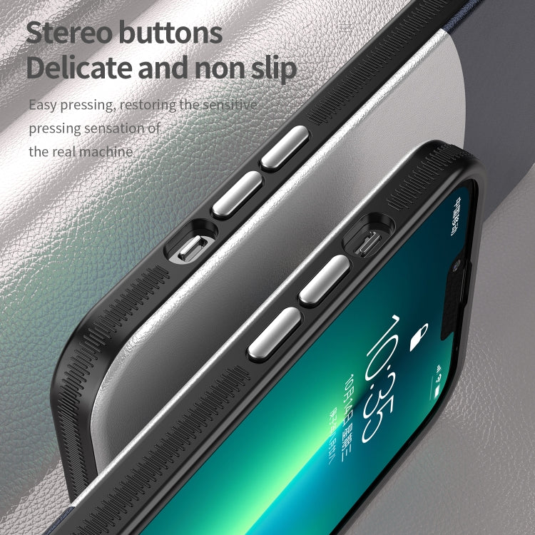 For iPhone 13 Pro Max Leather Texture MagSafe Magnetic TPU + PC Phone Case