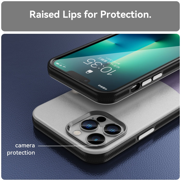 For iPhone 13 Pro Max Leather Texture MagSafe Magnetic TPU + PC Phone Case