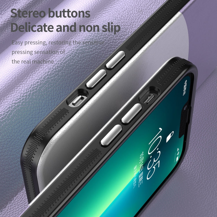For iPhone 13 Pro Max Leather Texture MagSafe Magnetic TPU + PC Phone Case