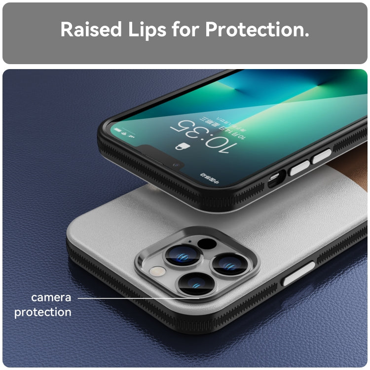 For iPhone 13 Pro Max Leather Texture MagSafe Magnetic TPU + PC Phone Case