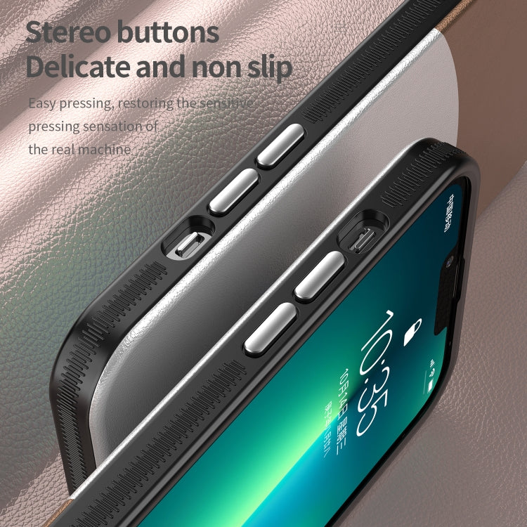 For iPhone 13 Pro Max Leather Texture MagSafe Magnetic TPU + PC Phone Case